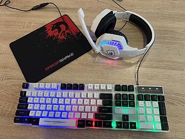 lupa led: Gaming klaviatura + qulaqlıq + mousepad dəsti - RGB işıqlı, tam — 1