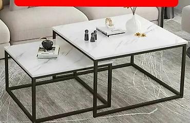 ormari po meri ikea: Moderan set klub-stolova (2 komada) sa pločama u imitaciji belog — 1