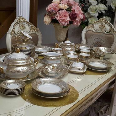 Nahar dəstləri və servizlər: Nahar dəsti, rəng - Qızılı — 4