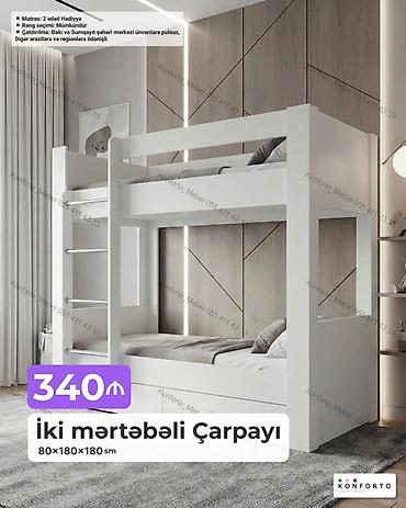 İki mərtəbəli çarpayı – 80×180×180 sm - Kompakt və funksional dizayn