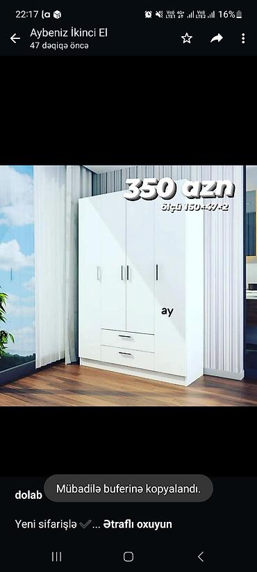 *dolab* Yeni sifarişlə ✔️ Ölçü 160×47×2, rəng seçimi var 😍 Qiymət lalafo.az -da *dolab* Yeni sifarişlə ✔️ Ölçü 160×47×2, rəng seçimi var 😍 Qiymət