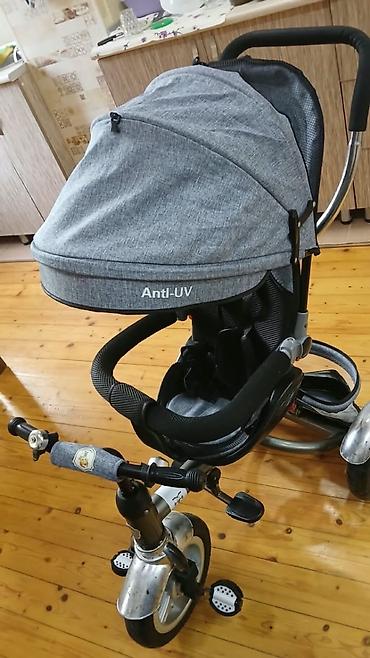 velosiped tekeri: Uşaq üçün 3 təkərli velosiped-araba (tricycle) - Rəng: boz - Anti-UV — 4
