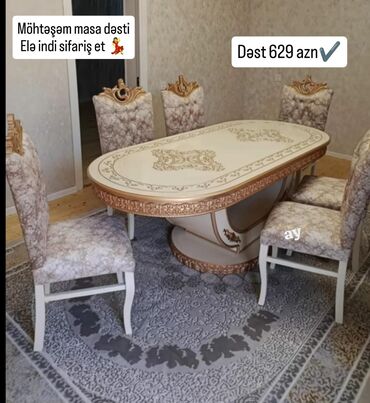 Dolablar: Qonaq otağı üçün, Açılmayan, Oval masa, 6 stul