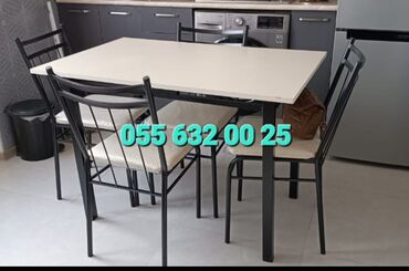 Bağ, çöl masa və oturacaq dəstləri: Yeni, Kvadrat masa, 4 stul, Açılmayan, Stullar ilə, Dəri, Azərbaycan — 23