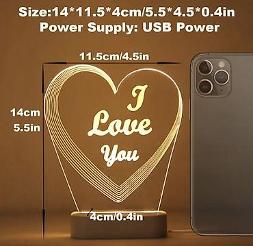 svetlo zelena: LED dekorativna lampa „I Love You” – srcoliki akrilni panel sa — 1