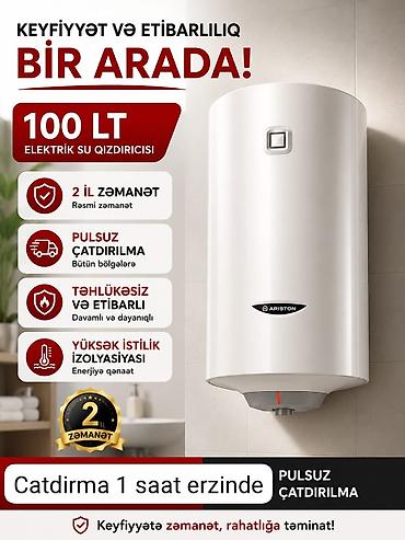 Aristonlar: Ariston 100 l, Yeni, Kredit yoxdur, Pulsuz çatdırılma, Rayonlara çatdırılma — 1