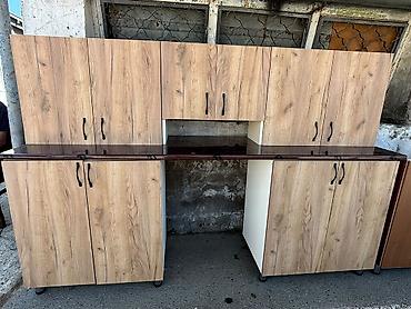 ucuz tap az dolablar: Mətbəx dolabı dəsti - Material: laminat/MDF əsaslı ağ və ağac — 1