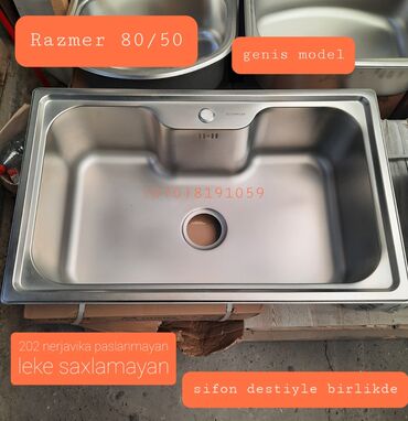 Mətbəx çanaqları: Qabyuyan moykalar nerjavika paslanmayan. leke saxlamayan. derin — 23