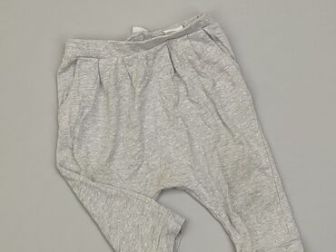 szare bawełniane legginsy: Legginsy, H&M, 9-12 m, stan - Dobry