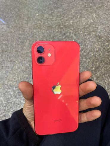 chasy apple: IPhone 12, Б/у, 64 ГБ, Красный, Защитное стекло, Чехол, 84 %