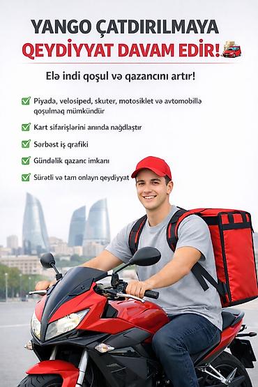 Əməkdaş axtarışı (vakansiyalar): Sürücü-kuryer tələb olunur, Şəxsi nəqliyyat vasitəsi ilə, Gündəlik ödəniş, 1 ildən az təcrübə — 1