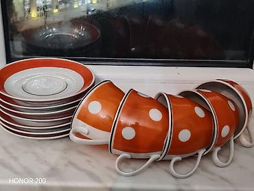 Qab-qacaq və mətbəx ləvazimatları: Çay dəsti, rəng - Narıncı, Keramika, 6 nəfərlik, Rusiya — 1