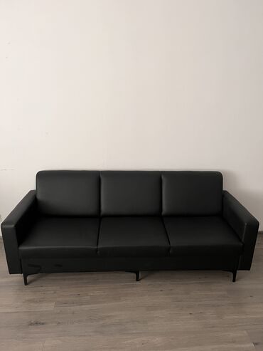 мебель мягкий: Прямой диван, цвет - Черный, Новый