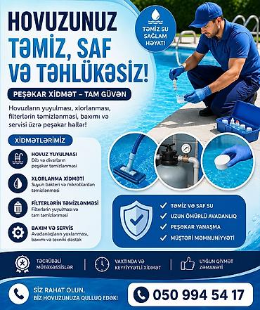 Другие услуги: HOVUZLARIN PEŞƏKAR TƏMİZLİYİ VƏ BAXIM XİDMƏTİ Hovuzunuzun suyu — 1