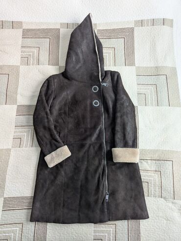 Дубленки: Дубленка, Классическая модель, По колено, С капюшоном, 4XL — 2