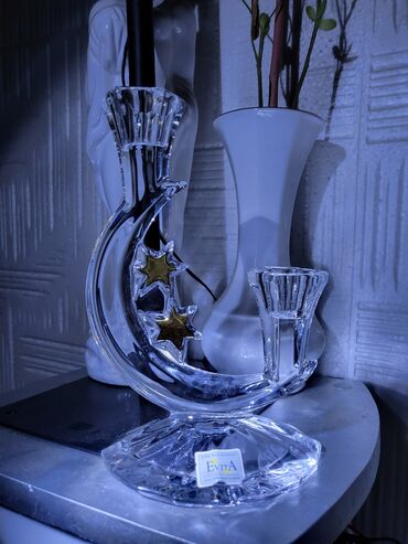 Ostali kućni dekor: Svecnjak nov kristal,led kristal 90te. Visina. 19/10cm — 1