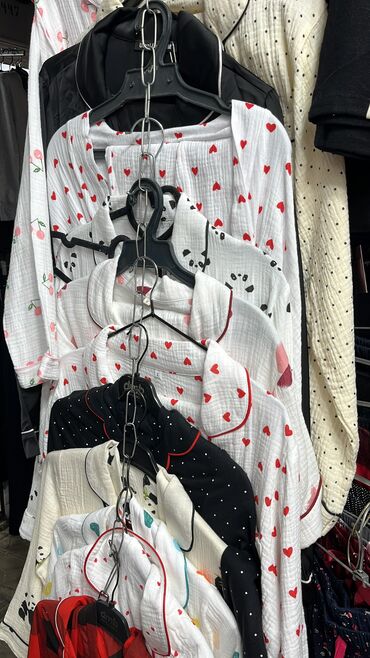 Пижамы: Пижама, Муслин, Турция, В полоску, С кружевом, Для невесты, XS, 2XL, 2XS — 5