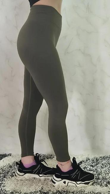 Helanke, biciklistički šortsevi: Ženske sportske helanke – visoki struk, maslinasto zelene - Kroj — 6