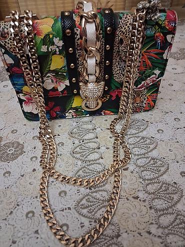 Другое: Rəngarəng naxışlı qadın çantası – tropik flora və leopard motivləri — 2