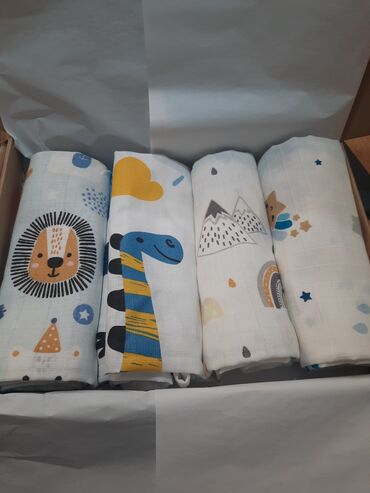 Ostale dečije stvari: Set pamučnih tetra/pelena i muslin tkanina sa raznim printovima za — 7