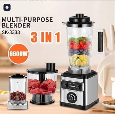 Ət çəkən maşınlar: Sokany Blender 3 In 1, 6600 Watt, 3 Litr, SK-3333 Birkart var💳