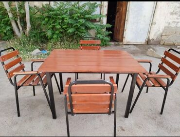 demir stol stullar: Новый, Прямоугольный стол, 4 стула, Нераскладной, Со стульями, Дерево, Азербайджан