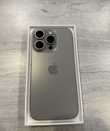 телефон бу айфон: IPhone 15 Pro, Колдонулган, 256 ГБ, Natural Titanium, Каптама, Куту, 90 %