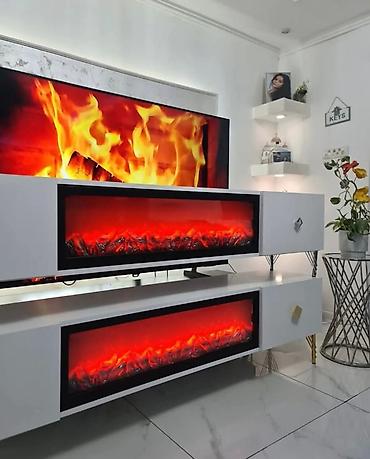 ugaoni ormar: TV komoda sa ugrađenim električnim kaminom - Moderan dizajn sa čistim — 4