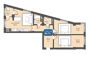 квартиры 3 комнаты: 3 комнаты, 86 м², Элитка, 9 этаж — 1