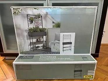 Žardinjere: Belavi metalna visoka greda za balkon sa rešetkom za penjačice - — 6