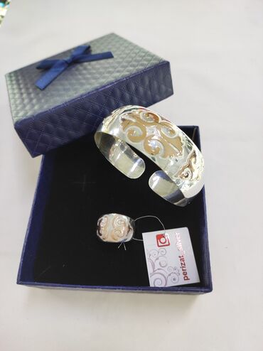серебряный браслет мужской: Серебряный Комплект Билерик+ кольцо (Браслет) Серебро + золото 925/