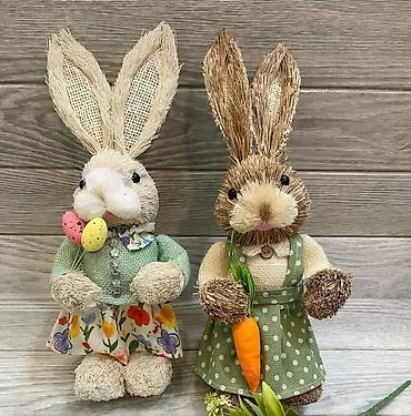 Figure: Dekorativni zeka figure – par - Materijal: prirodna vlakna/rašćka — 7