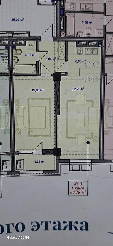 Новостройки от застройщика: Продаётся 1 ком квартира 60.76 м² Премиум доме. Здача под ПСО июнь — 10