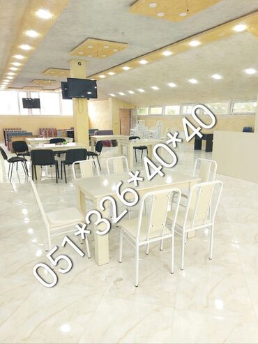 bağ stolu: Yeni, Dördbucaq masa, 6 stul, Açılan, Stullar ilə, Metal, Azərbaycan