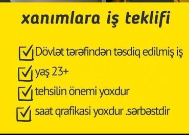 berber reklamları: Marketoloq tələb olunur, Onlayn iş, 46 yaşdan yuxarı, Təcrübəsiz