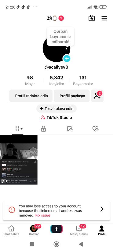 Digər mobil telefonlar: Salam Aleykum Tiktok Seyfesi 5k 35 AZN Satılır İstəyən Vacaba Yaza