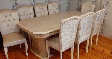 qonaq otağı masa: Qonaq otağı üçün, Yeni, Açılmayan, Dördbucaq masa, 6 stul, Azərbaycan