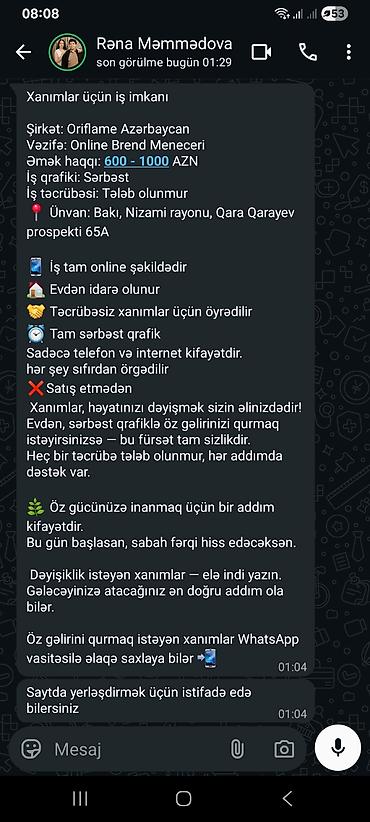 iş elanı 2025: SMM menecer tələb olunur, İstənilən yaş, Təcrübəsiz — 1