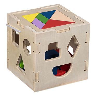black squad patike: Drvena edukativna kocka – sorter oblika i tangram 2-u-1 - Materijal — 1