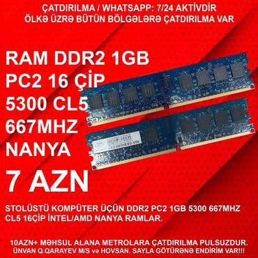 komputer 16 gb ram: Operativ yaddaş (RAM) Kingston, 1 GB, < 1333 Mhz, DDR2, PC üçün, İşlənmiş