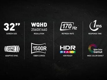 Monitorlar: 🖥️MSI G32CQ4 E2 Gaming Monitor 🔸31.5" (80sm) 🔸2 K 2560 × 1440 (WQHD) — 9