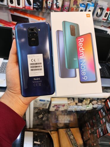 samsung galaxy 10.1: Xiaomi Redmi Note 9, 128 GB, rəng - Göy, 
 İki sim kartlı, Face ID, Sensor