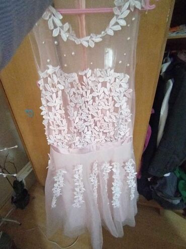 prugasta haljina: L (EU 40), color - Pink, Evening, Short sleeves