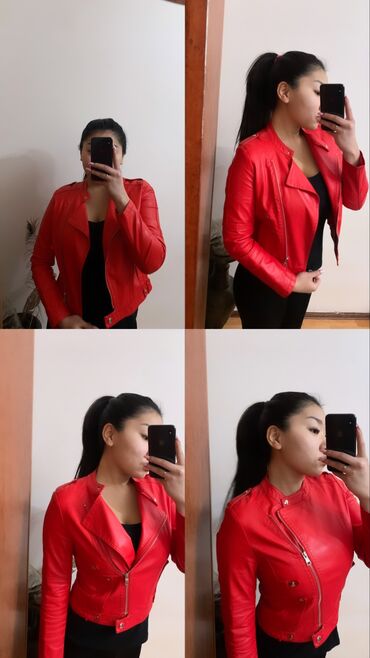 Женская одежда: Красная кожинка идеальная для весны 
Размер S 
Стоимость 1800