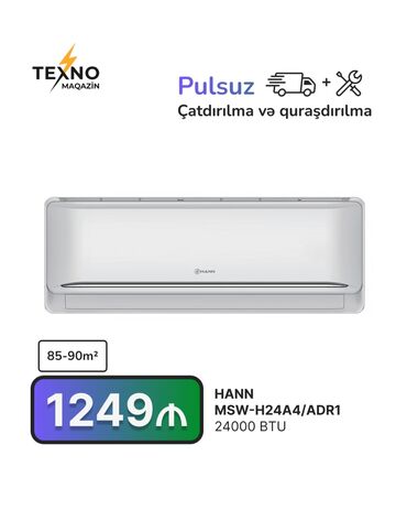 Kondisioner 85-90 kv. m, Split sistem, Kredit yoxdur, Pulsuz quraşdırılma