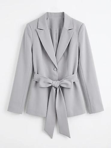 костюм женские: Женский костюм в стиле smart-casual, светло‑серый Верх XS Низ S - — 1