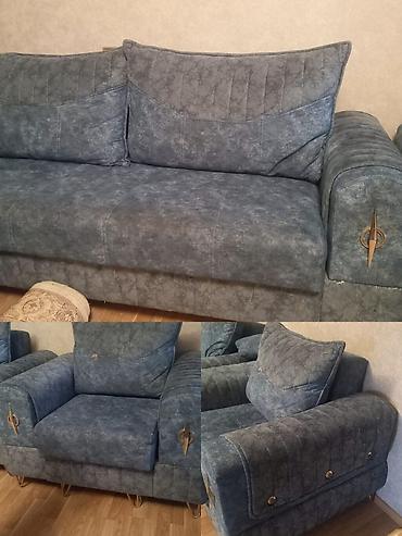 Divan və kreslo dəstləri: İşlənmiş, Divan, 2 kreslo, Bazalı, Açılan — 1