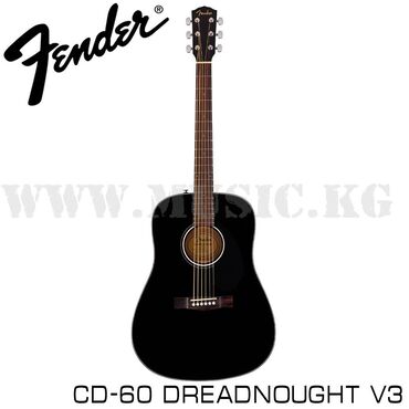 акустическая классическая гитара: Гитара акустическая Fender CD-60 Dread V3 DS, Blk WN – обновленная