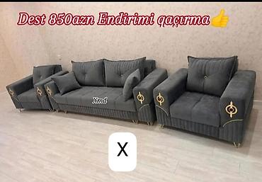 divan ve kreslolar: Qonaq otağı üçün mebel dəsti - Tərkib: 1 ədəd 3 nəfərlik divan + 2 — 1