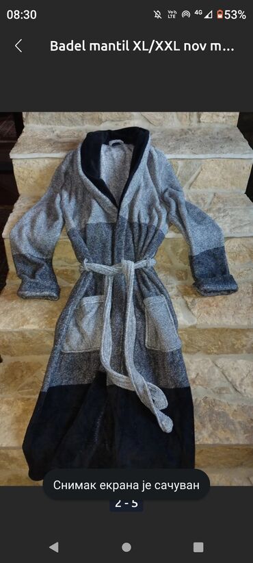 muski mantil jakna: Bathrobe, 2XL (EU 56), XL (EU 54), color - Grey, Microfibre, New